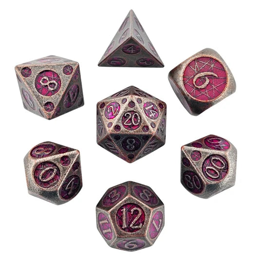Tangled Void Iron Red Metal RPG Dice Set of 7 | Red Claw Gaming