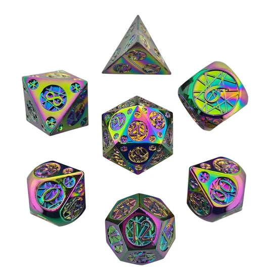 Tangled Void Spectrum Metal RPG Dice Set of 7 | Red Claw Gaming