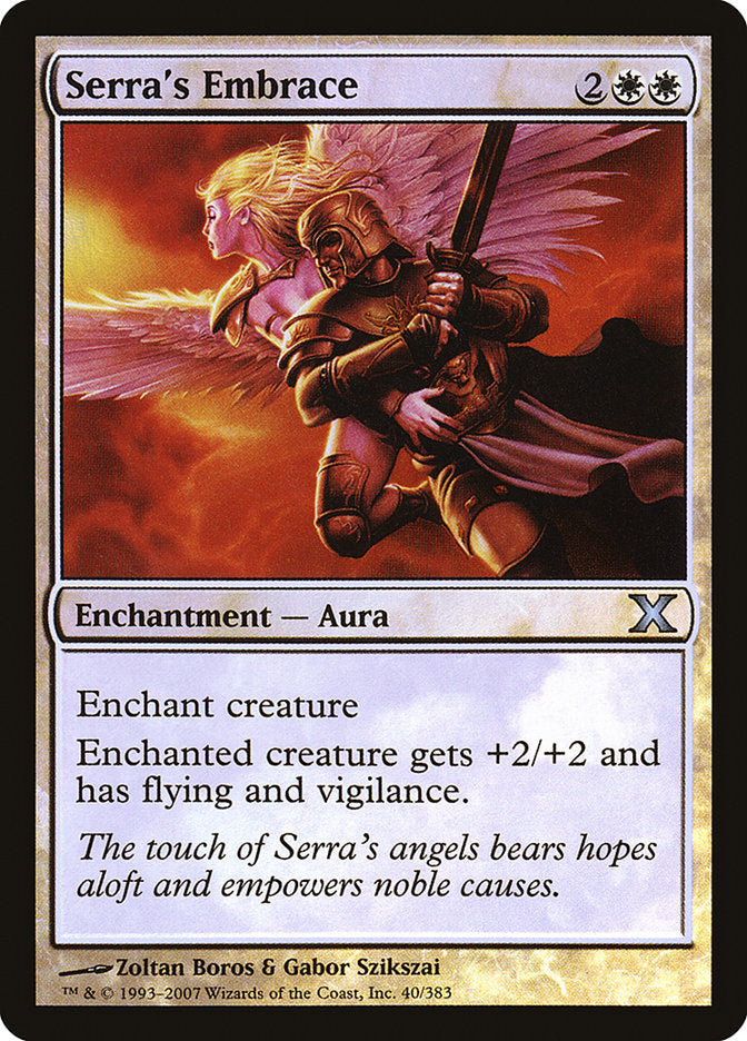 Serra's Embrace (Premium Foil) [Tenth Edition] MTG Single Magic: The Gathering | Red Claw Gaming