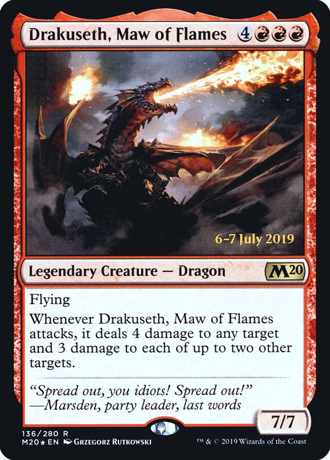 Drakuseth, Maw of Flames [Core Set 2020 Prerelease Promos] MTG Single Magic: The Gathering | Red Claw Gaming