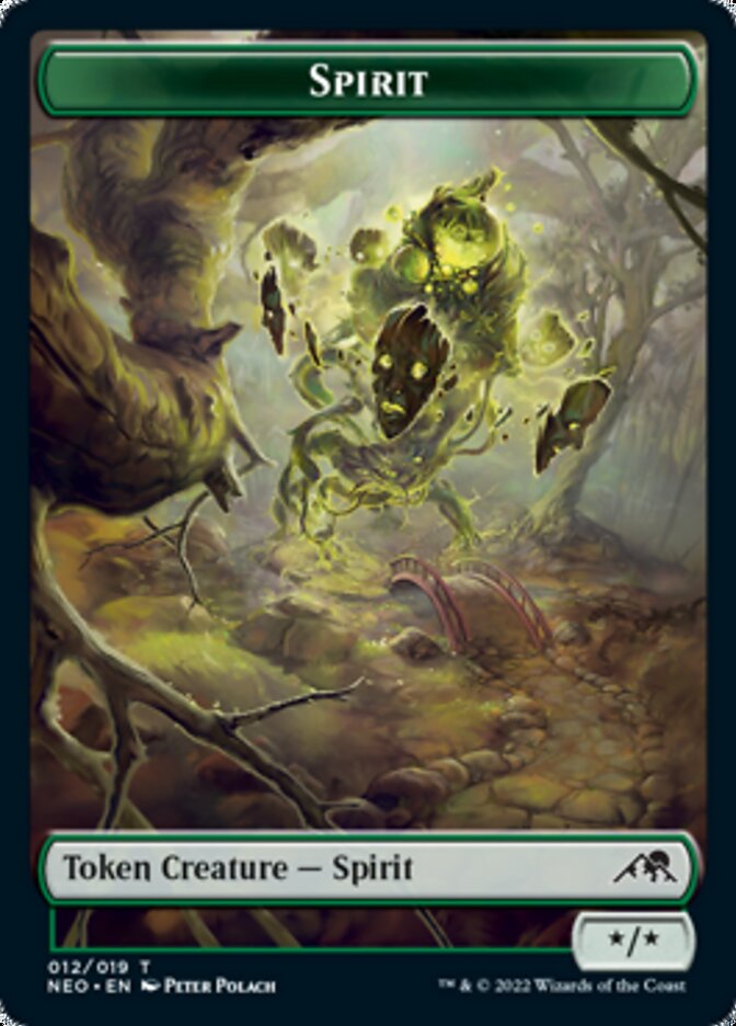 Spirit (002) // Spirit (012) Double-Sided Token [Kamigawa: Neon Dynasty Tokens] MTG Single Magic: The Gathering | Red Claw Gaming