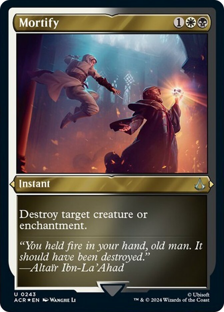 Mortify (Foil Etched) [Assassin's Creed] MTG Single Magic: The Gathering | Red Claw Gaming