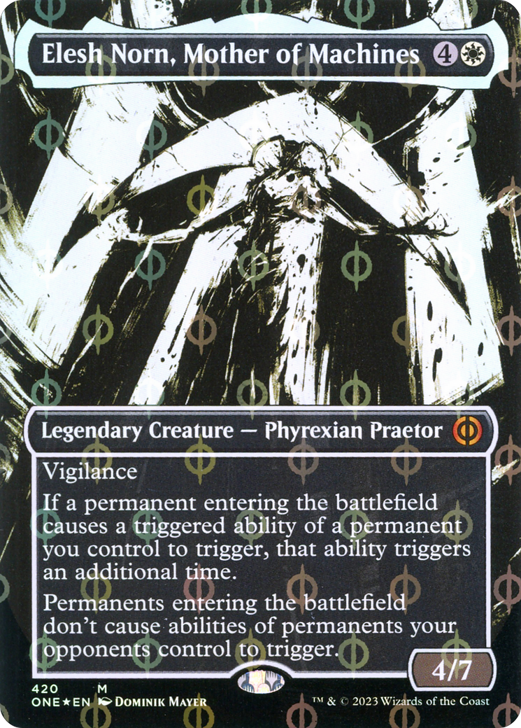 Elesh Norn, Mother of Machines (Borderless Ichor Step-and-Compleat Foil) [Phyrexia: All Will Be One] MTG Single Magic: The Gathering | Red Claw Gaming