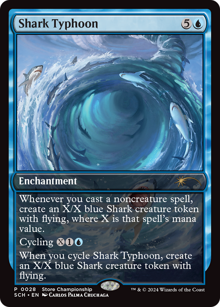 Shark Typhoon (Store Championship) [Bloomburrow Promos] MTG Single Magic: The Gathering | Red Claw Gaming