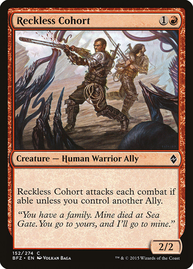 Reckless Cohort [Battle for Zendikar] MTG Single Magic: The Gathering | Red Claw Gaming