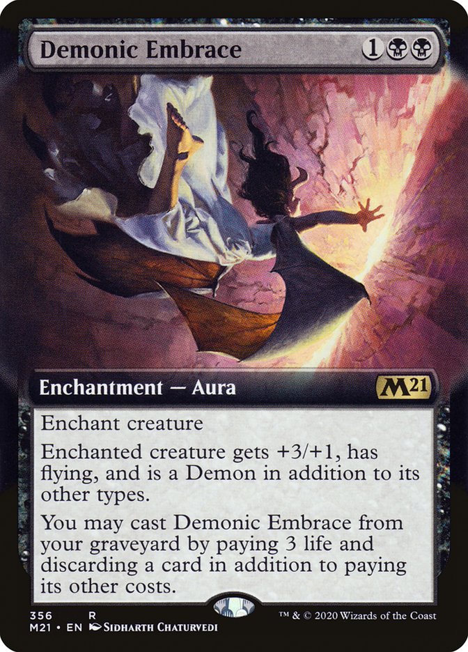 Demonic Embrace (Extended Art) [Core Set 2021] MTG Single Magic: The Gathering | Red Claw Gaming