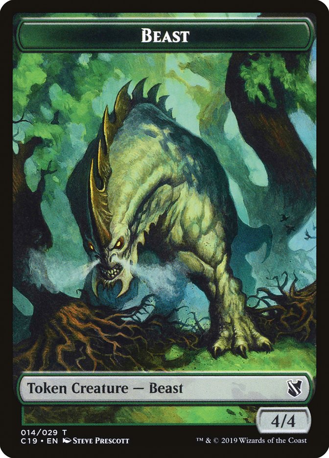 Beast (014) // Wurm Double-Sided Token [Commander 2019 Tokens] MTG Single Magic: The Gathering | Red Claw Gaming