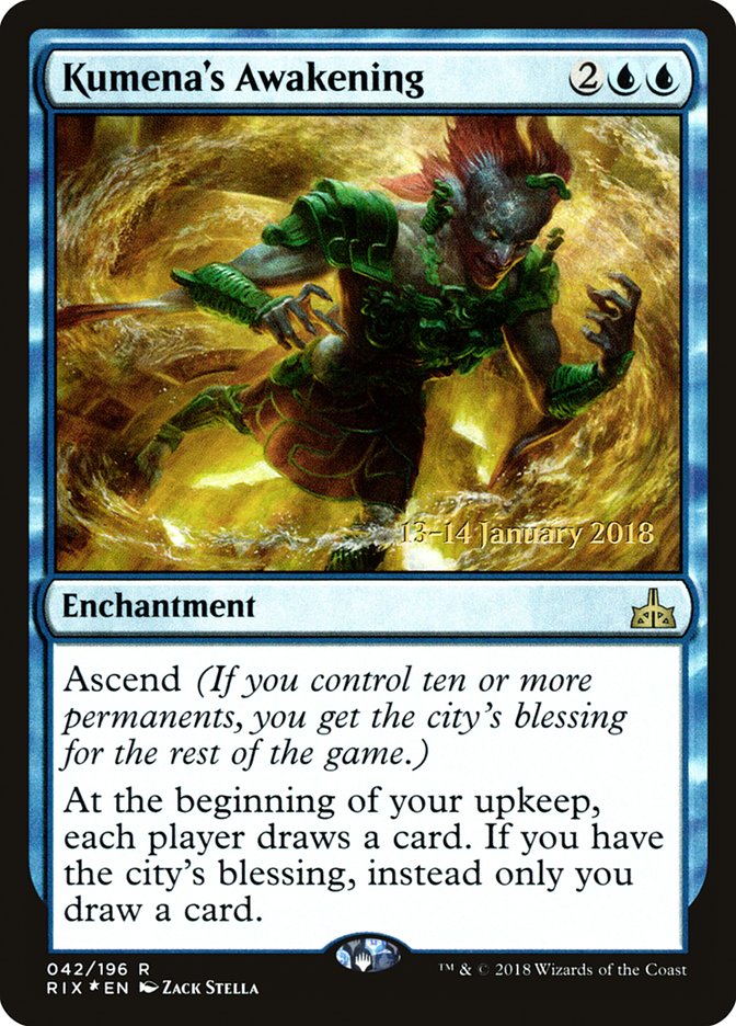 Kumena's Awakening [Rivals of Ixalan Prerelease Promos] MTG Single Magic: The Gathering | Red Claw Gaming