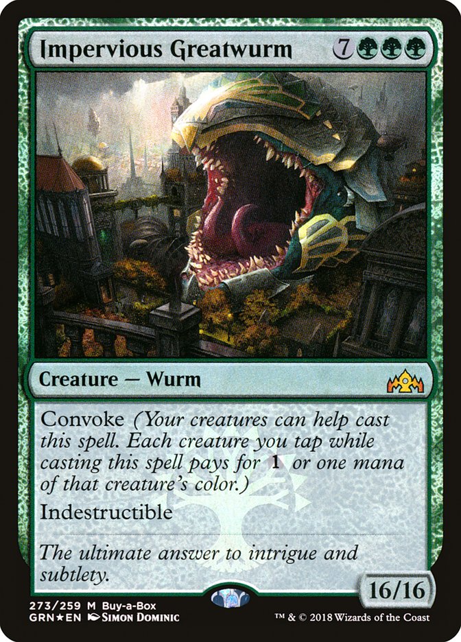Impervious Greatwurm (Buy-A-Box) [Guilds of Ravnica] MTG Single Magic: The Gathering | Red Claw Gaming