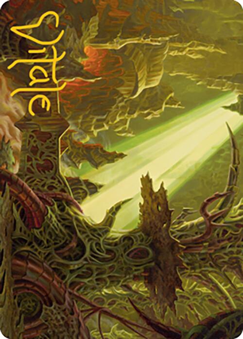 Darkmoss Bridge Art Card (Gold-Stamped Signature) [Modern Horizons 2 Art Series] MTG Single Magic: The Gathering    | Red Claw Gaming