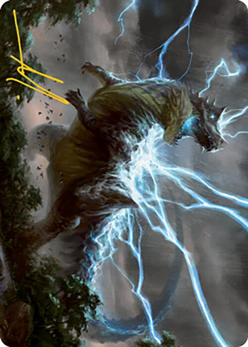 Thrasta, Tempest's Roar Art Card (41) (Gold-Stamped Signature) [Modern Horizons 2 Art Series] MTG Single Magic: The Gathering | Red Claw Gaming