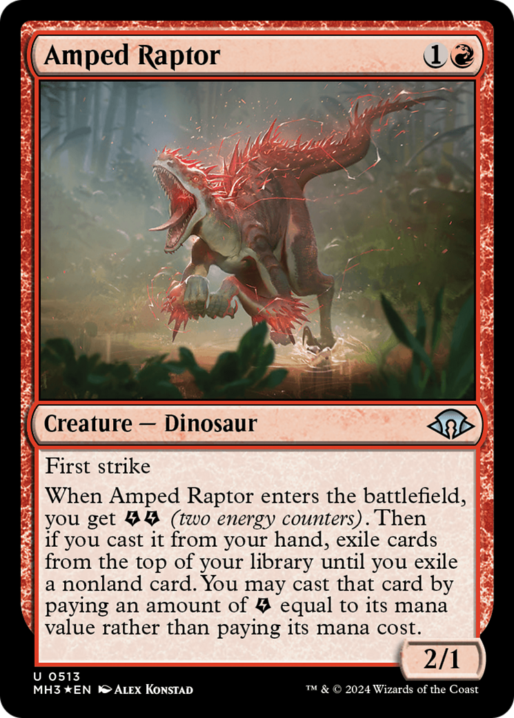 Amped Raptor (Ripple Foil) [Modern Horizons 3] MTG Single Magic: The Gathering    | Red Claw Gaming