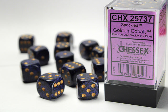 Speckled Golden Cobalt 16mm D6 Dice Chessex    | Red Claw Gaming