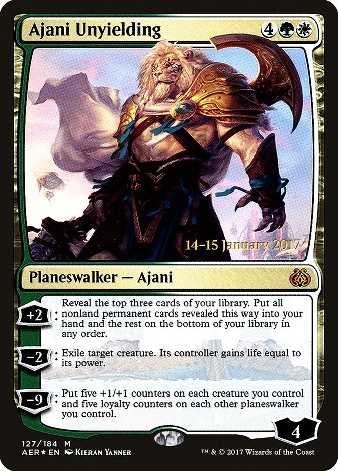 Ajani Unyielding [Aether Revolt Prerelease Promos] MTG Single Magic: The Gathering | Red Claw Gaming