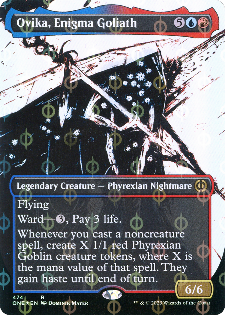 Ovika, Enigma Goliath (Borderless Ichor Step-and-Compleat Foil) [Phyrexia: All Will Be One] MTG Single Magic: The Gathering | Red Claw Gaming