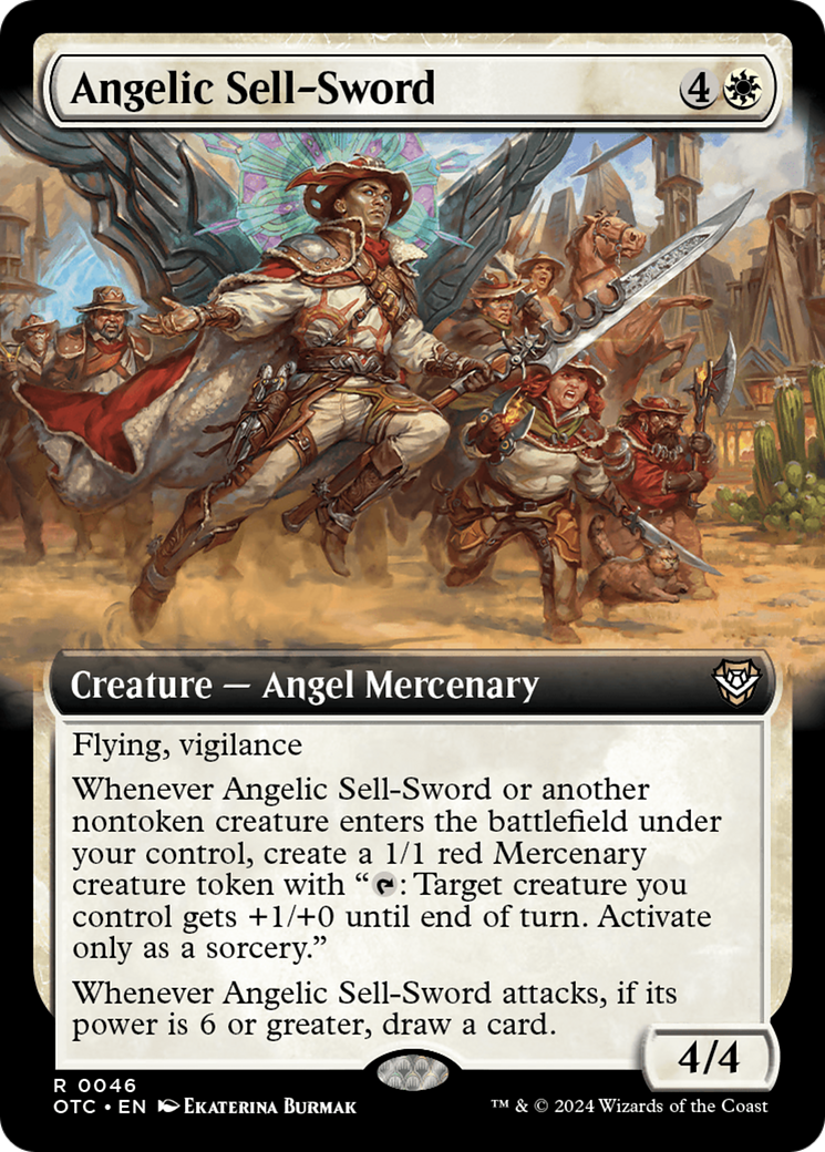 Angelic Sell-Sword (Extended Art) [Outlaws of Thunder Junction Commander] MTG Single Magic: The Gathering    | Red Claw Gaming