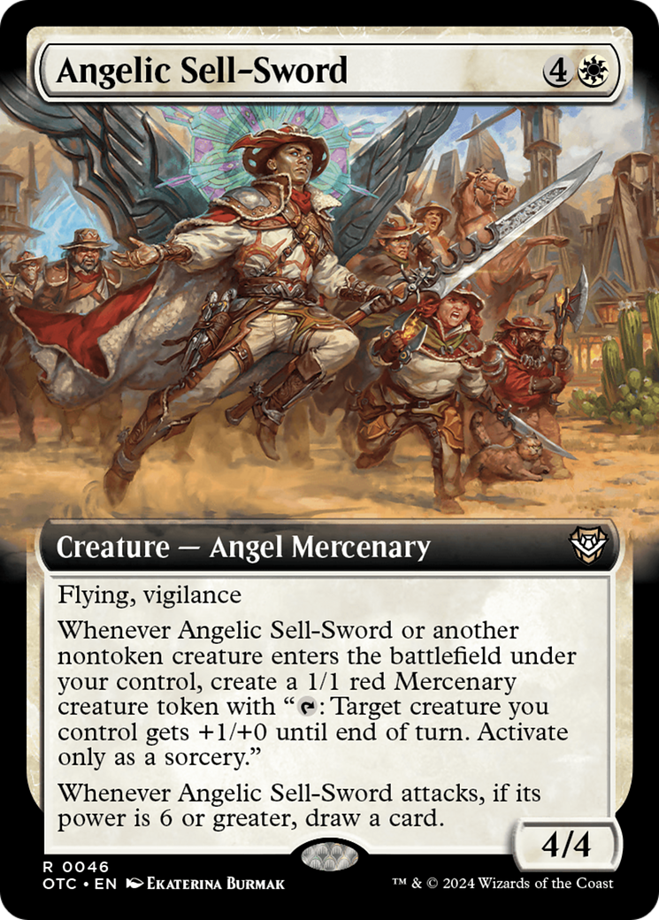 Angelic Sell-Sword (Extended Art) [Outlaws of Thunder Junction Commander] MTG Single Magic: The Gathering | Red Claw Gaming