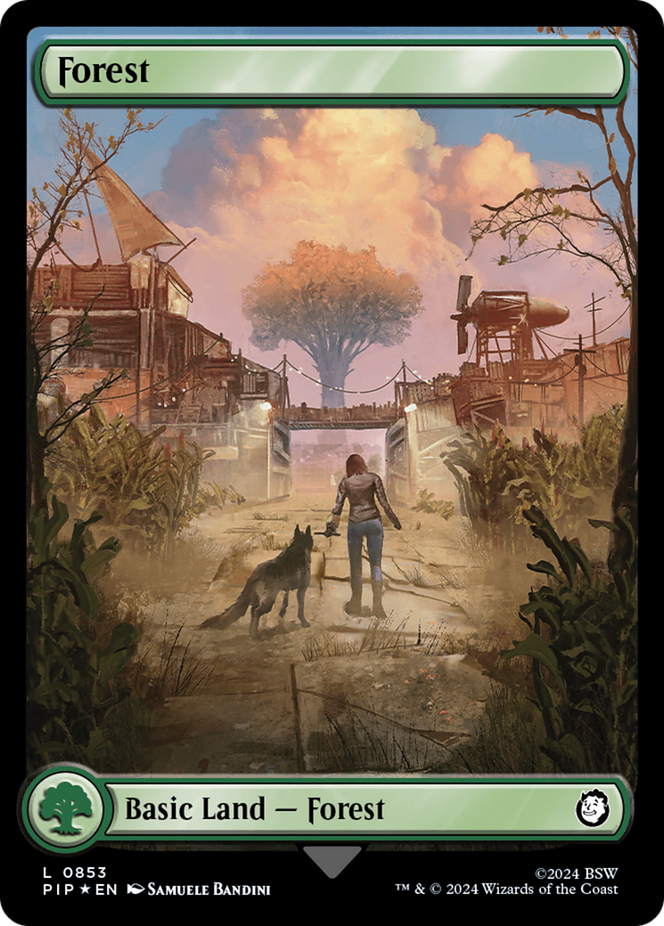 Forest (0853) (Surge Foil) [Fallout] MTG Single Magic: The Gathering | Red Claw Gaming