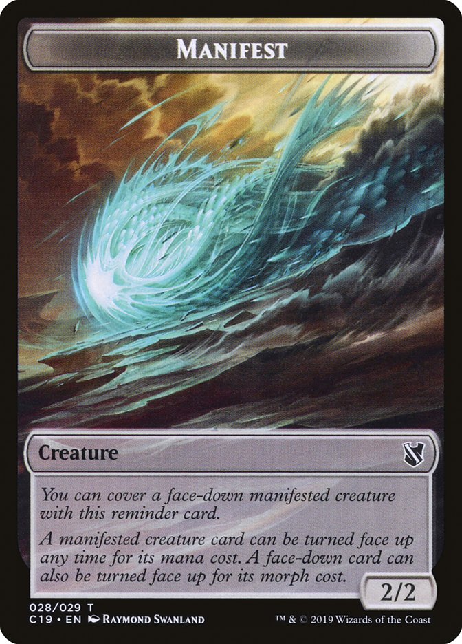 Saproling // Manifest Double-Sided Token [Commander 2019 Tokens] MTG Single Magic: The Gathering | Red Claw Gaming