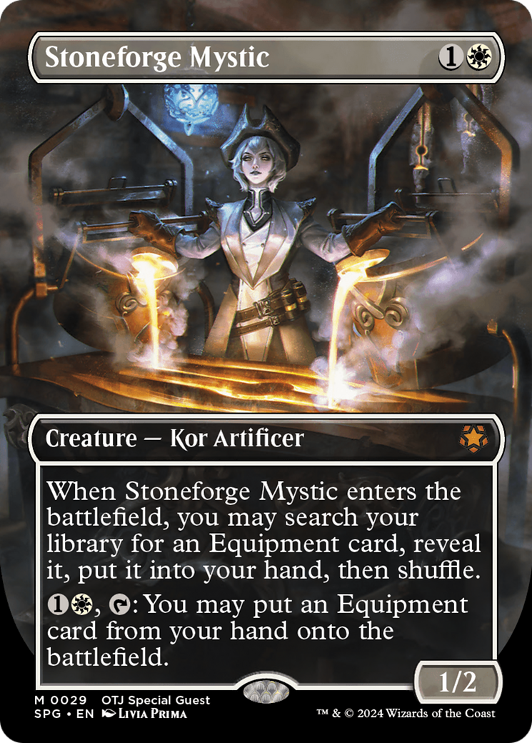Stoneforge Mystic (Borderless) [Outlaws of Thunder Junction Special Guests] MTG Single Magic: The Gathering | Red Claw Gaming