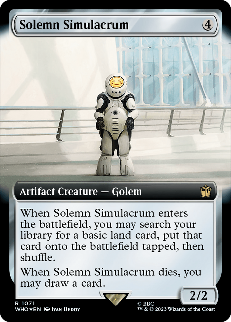 Solemn Simulacrum (Extended Art) (Surge Foil) [Doctor Who] MTG Single Magic: The Gathering | Red Claw Gaming