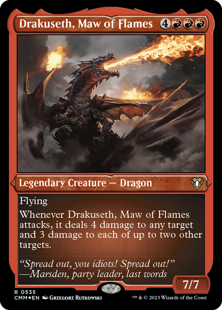 Drakuseth, Maw of Flames (Foil Etched) [Commander Masters] MTG Single Magic: The Gathering | Red Claw Gaming