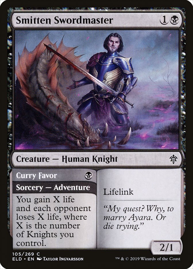 Smitten Swordmaster // Curry Favor [Throne of Eldraine] MTG Single Magic: The Gathering | Red Claw Gaming