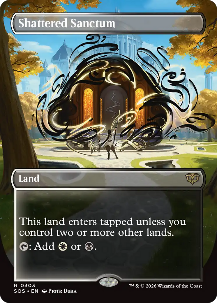 Shattered Sanctum (Borderless) [Secrets of Strixhaven] MTG Single Magic: The Gathering | Red Claw Gaming
