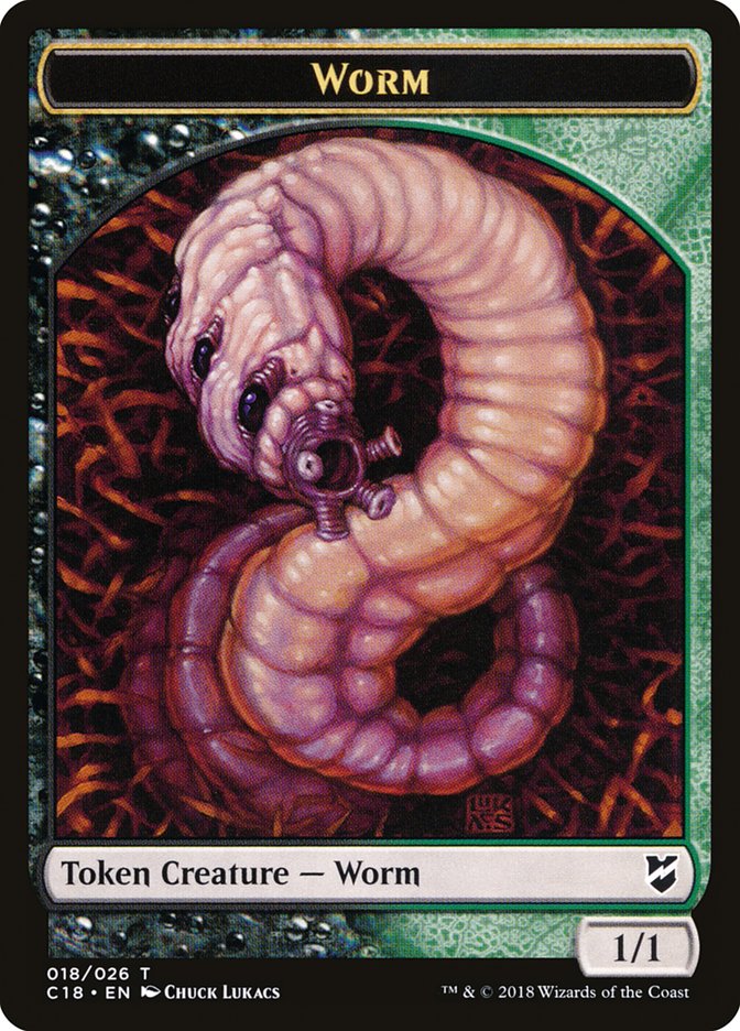 Cat Warrior // Worm Double-Sided Token [Commander 2018 Tokens] MTG Single Magic: The Gathering | Red Claw Gaming