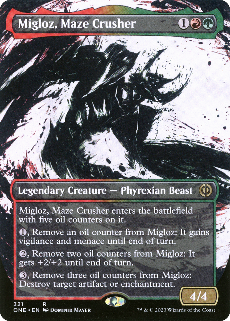 Migloz, Maze Crusher (Borderless Ichor) [Phyrexia: All Will Be One] MTG Single Magic: The Gathering | Red Claw Gaming