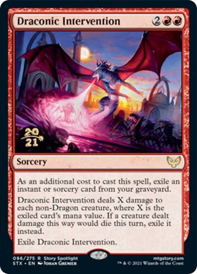 Draconic Intervention [Strixhaven: School of Mages Prerelease Promos] MTG Single Magic: The Gathering | Red Claw Gaming