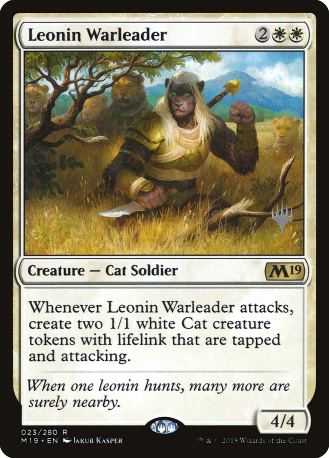 Leonin Warleader (Promo Pack) [Core Set 2019 Promos] MTG Single Magic: The Gathering | Red Claw Gaming