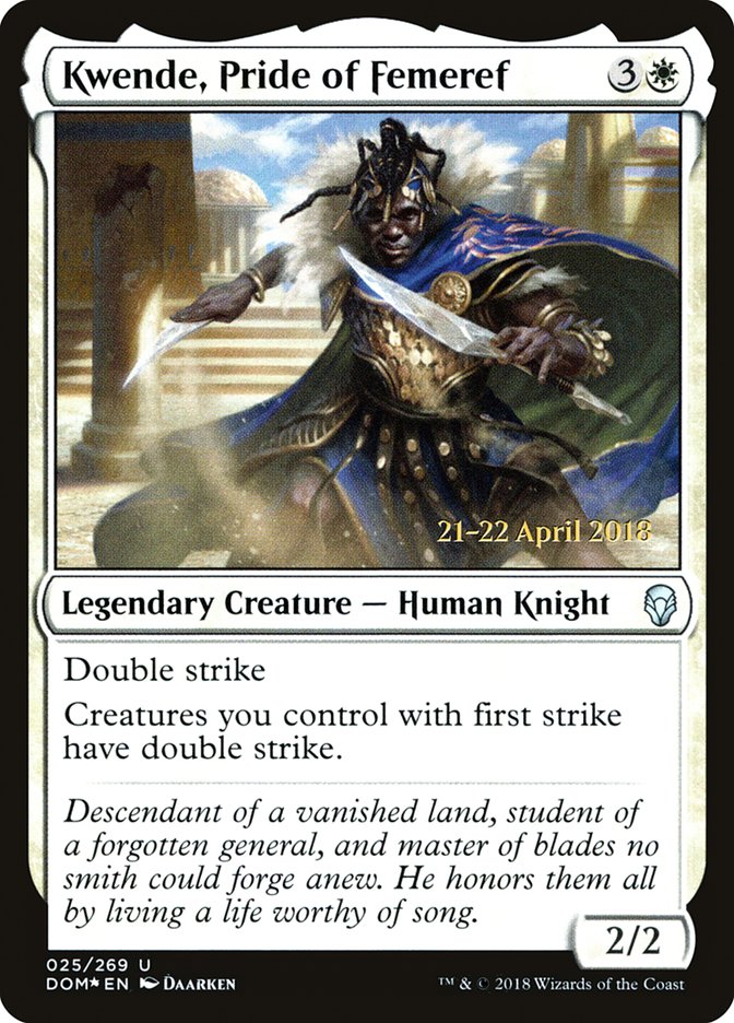 Kwende, Pride of Femeref [Dominaria Prerelease Promos] MTG Single Magic: The Gathering | Red Claw Gaming
