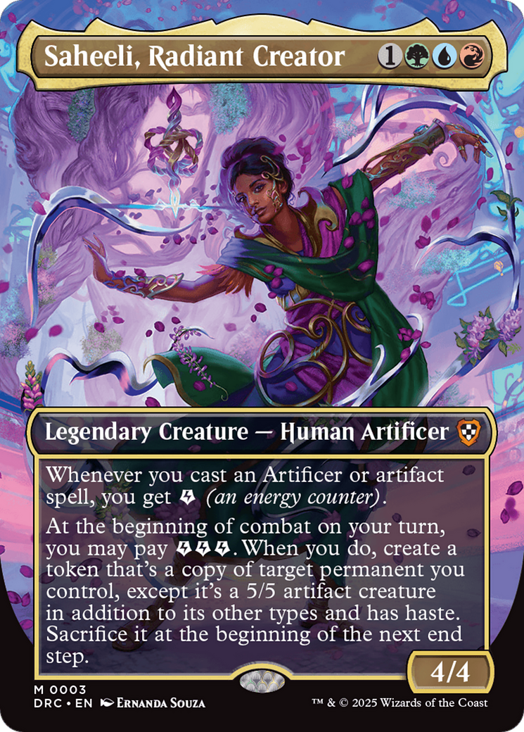 Saheeli, Radiant Creator (Borderless) [Aetherdrift Commander] MTG Single Magic: The Gathering | Red Claw Gaming