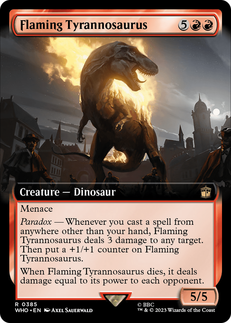 Flaming Tyrannosaurus (Extended Art) [Doctor Who] MTG Single Magic: The Gathering | Red Claw Gaming