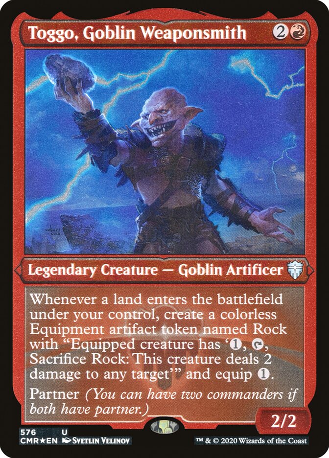Toggo, Goblin Weaponsmith (Etched) [Commander Legends] MTG Single Magic: The Gathering | Red Claw Gaming