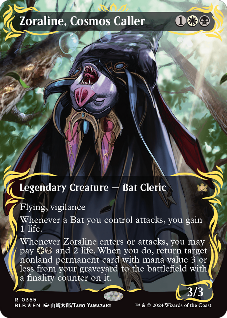 Zoraline, Cosmos Caller (Borderless) (Raised Foil) [Bloomburrow] MTG Single Magic: The Gathering | Red Claw Gaming