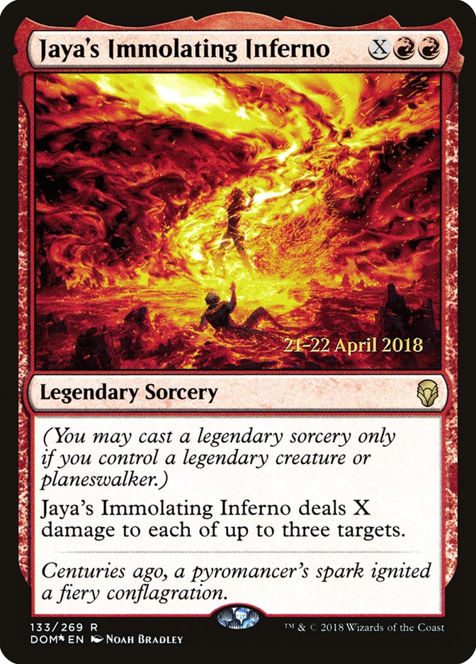 Jaya's Immolating Inferno [Dominaria Prerelease Promos] MTG Single Magic: The Gathering | Red Claw Gaming
