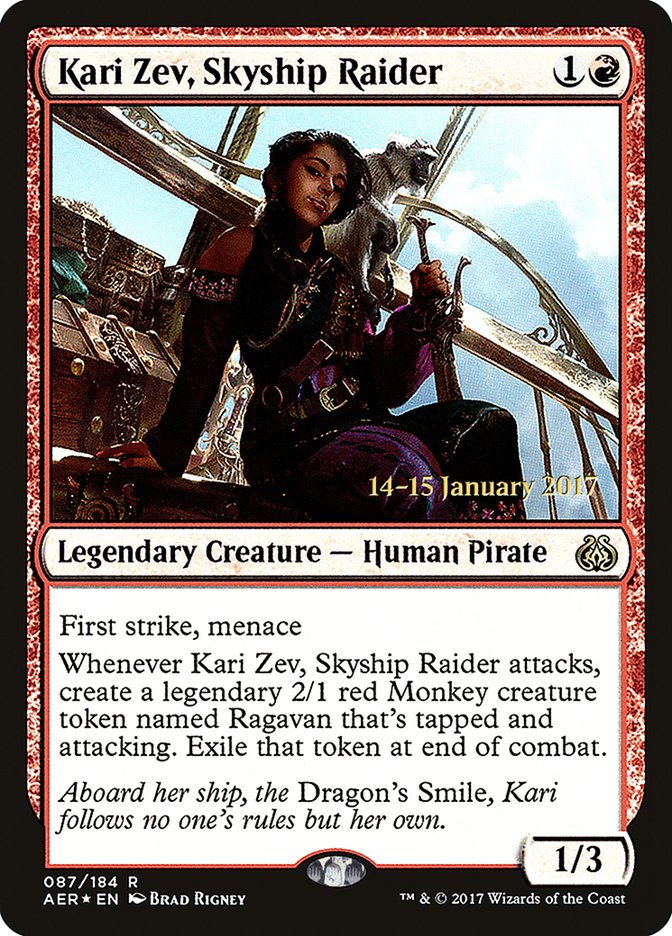 Kari Zev, Skyship Raider [Aether Revolt Prerelease Promos] MTG Single Magic: The Gathering | Red Claw Gaming