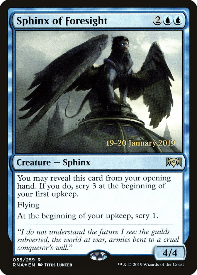 Sphinx of Foresight [Ravnica Allegiance Prerelease Promos] MTG Single Magic: The Gathering | Red Claw Gaming