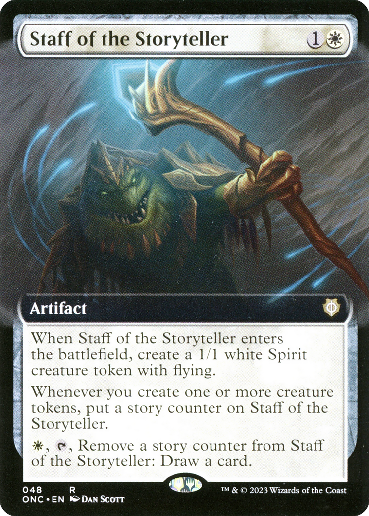 Staff of the Storyteller (Extended Art) [Phyrexia: All Will Be One Commander] MTG Single Magic: The Gathering    | Red Claw Gaming