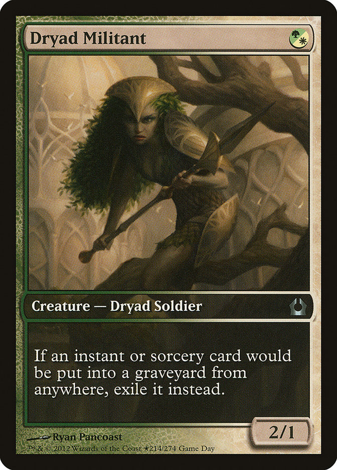 Dryad Militant (Game Day) (Extended Art) [Return to Ravnica Promos] MTG Single Magic: The Gathering | Red Claw Gaming