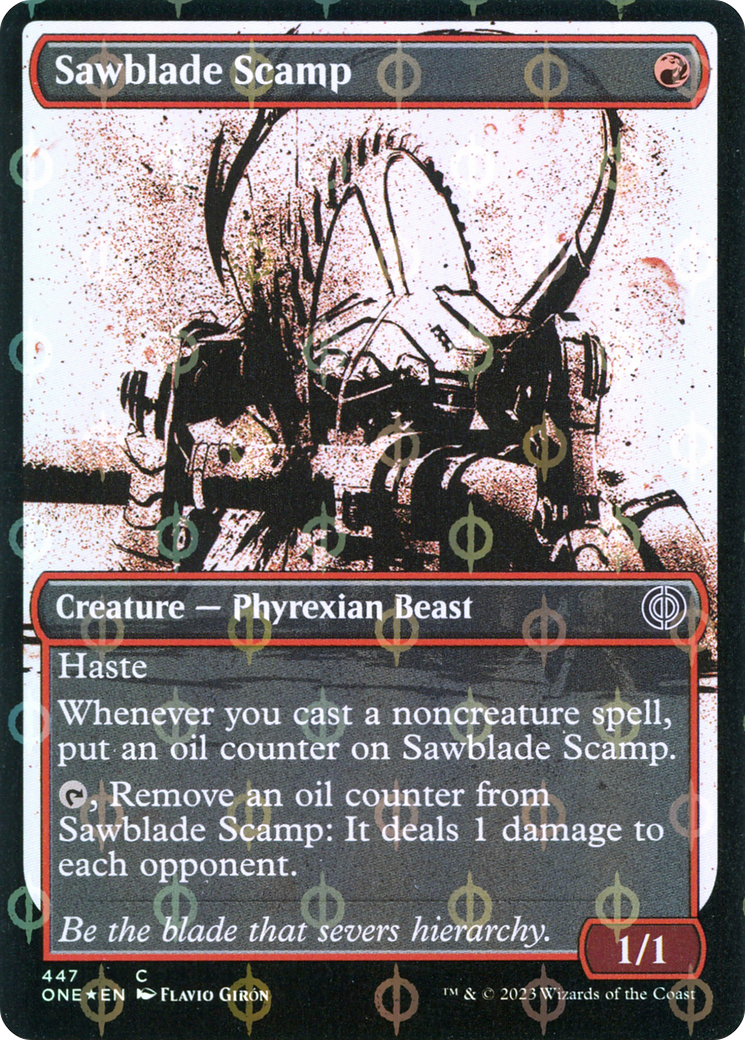 Sawblade Scamp (Showcase Ichor Step-and-Compleat Foil) [Phyrexia: All Will Be One] MTG Single Magic: The Gathering | Red Claw Gaming