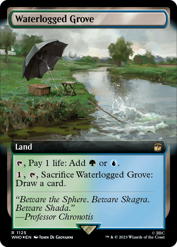 Waterlogged Grove (Extended Art) (Surge Foil) [Doctor Who] MTG Single Magic: The Gathering | Red Claw Gaming