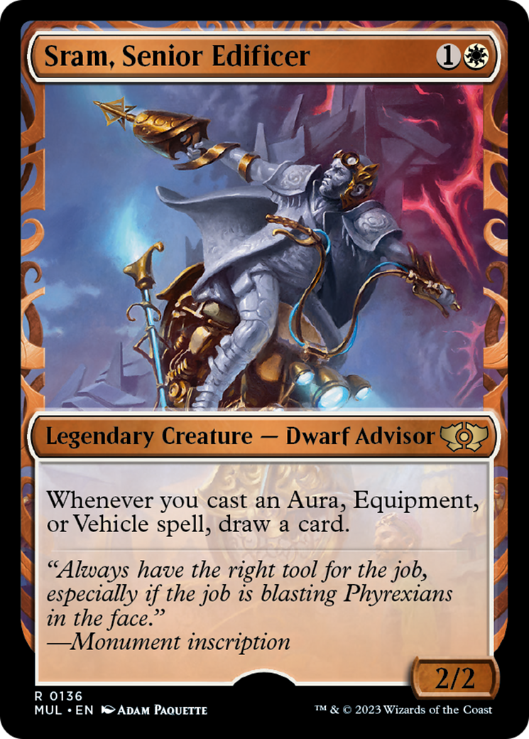Sram, Senior Edificer (Halo Foil) [Multiverse Legends] MTG Single Magic: The Gathering | Red Claw Gaming