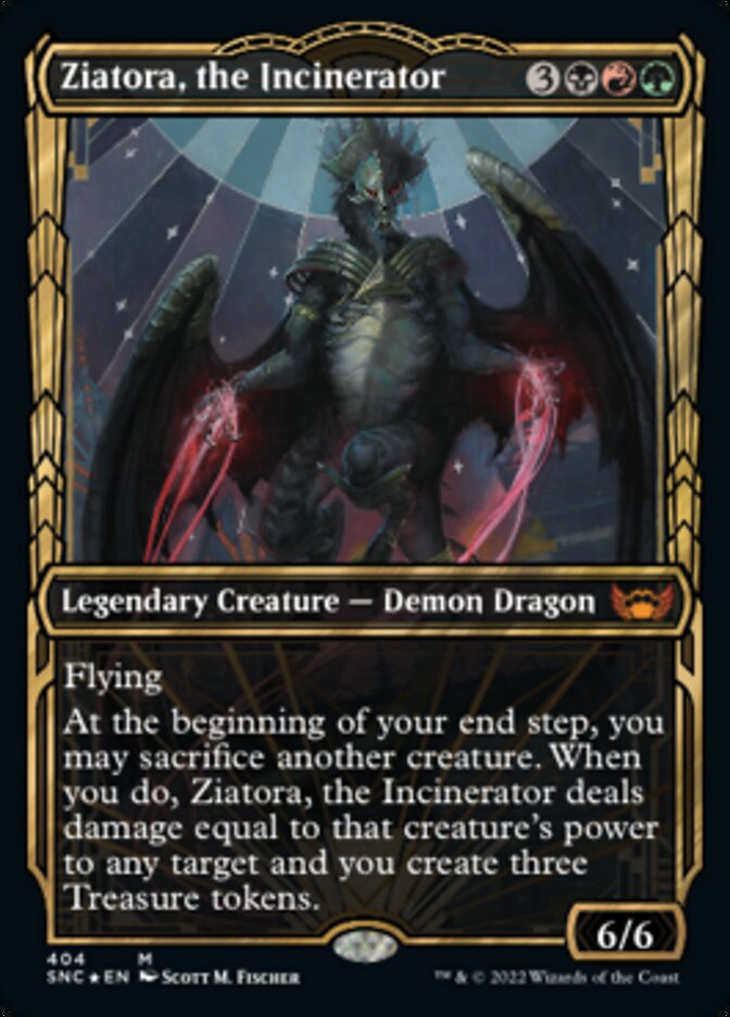 Ziatora, the Incinerator (Showcase Golden Age Gilded Foil) [Streets of New Capenna] MTG Single Magic: The Gathering | Red Claw Gaming