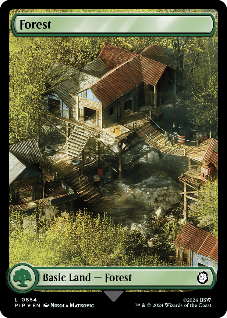 Forest (0854) (Surge Foil) [Fallout] MTG Single Magic: The Gathering | Red Claw Gaming