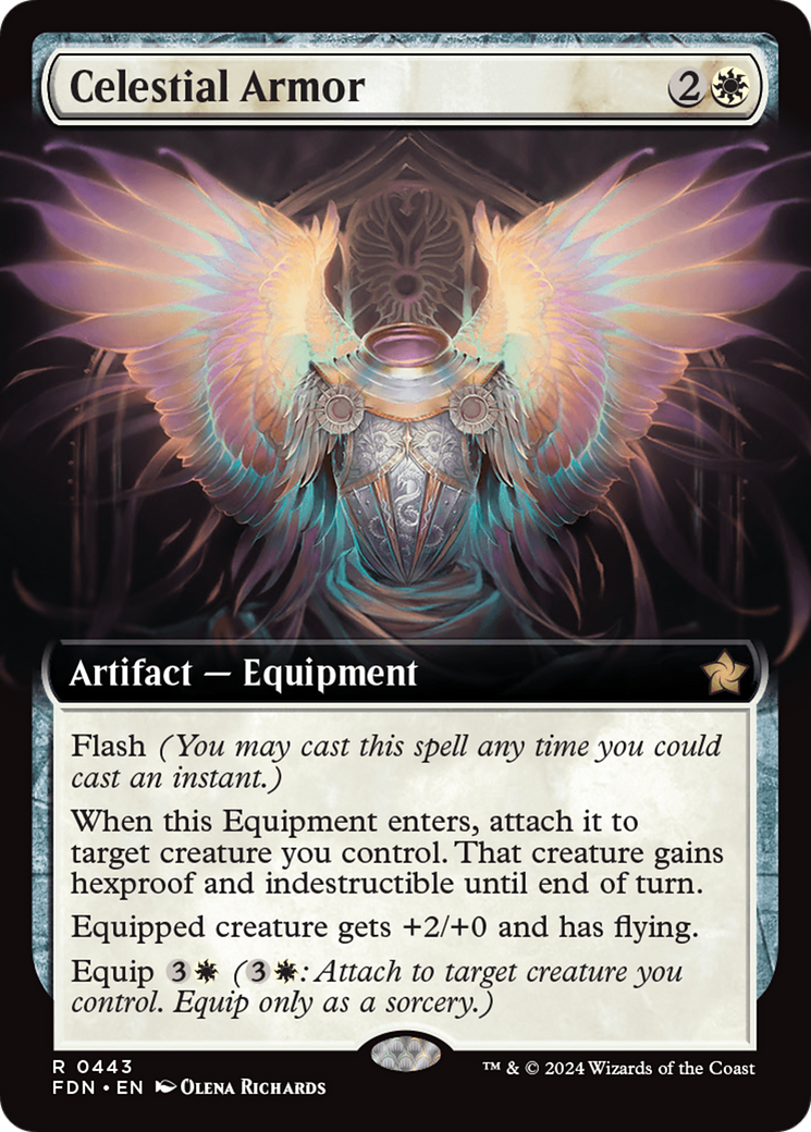 Celestial Armor (Extended Art) [Foundations] MTG Single Magic: The Gathering | Red Claw Gaming