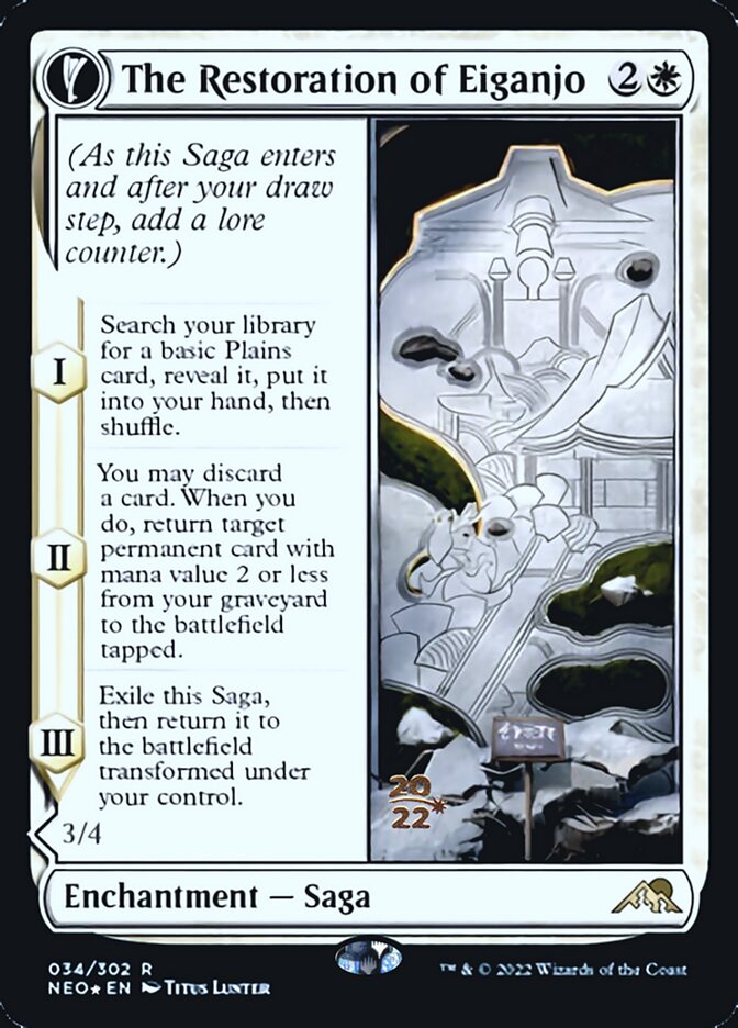 The Restoration of Eiganjo // Architect of Restoration [Kamigawa: Neon Dynasty Prerelease Promos] MTG Single Magic: The Gathering | Red Claw Gaming