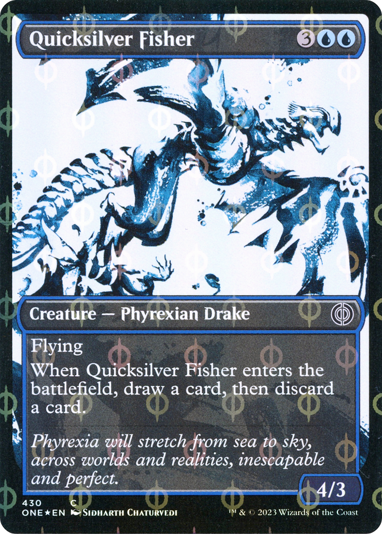 Quicksilver Fisher (Showcase Ichor Step-and-Compleat Foil) [Phyrexia: All Will Be One] MTG Single Magic: The Gathering | Red Claw Gaming